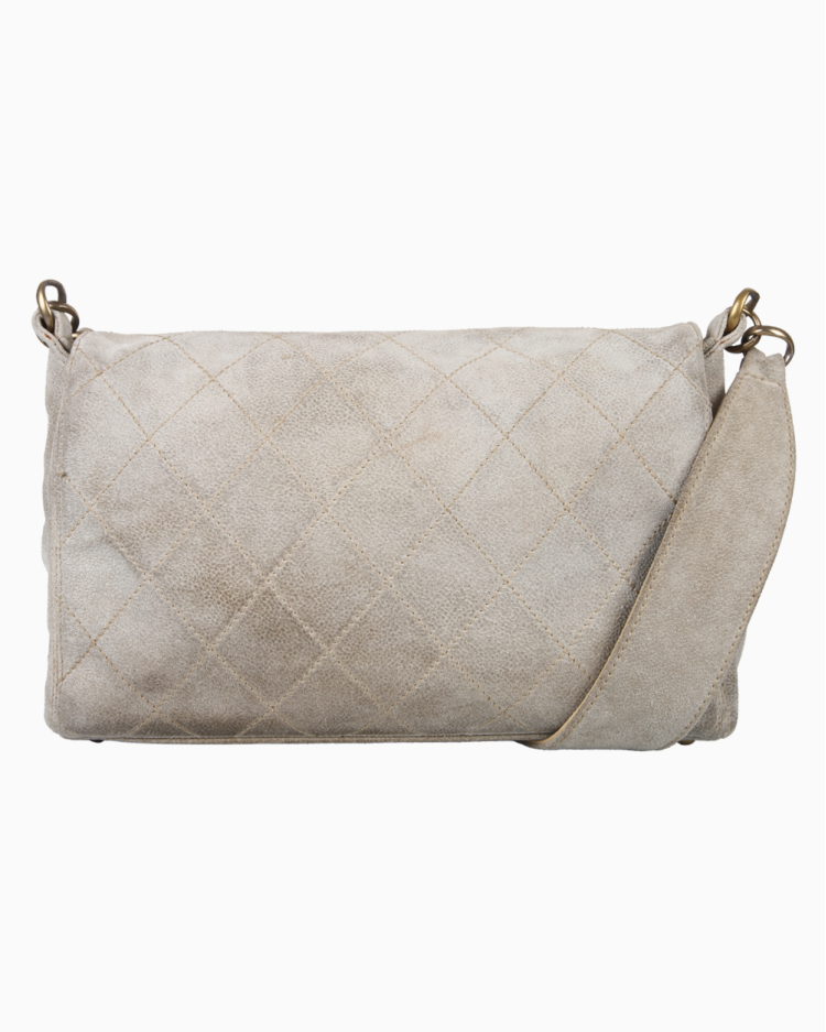 Bolsa Chanel Original Vintage Camurça Cinza Feminina