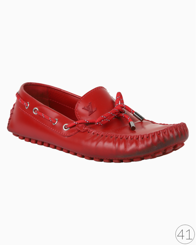 Mocassim Louis Vuitton Original Couro Escovado Vermelho Masculino