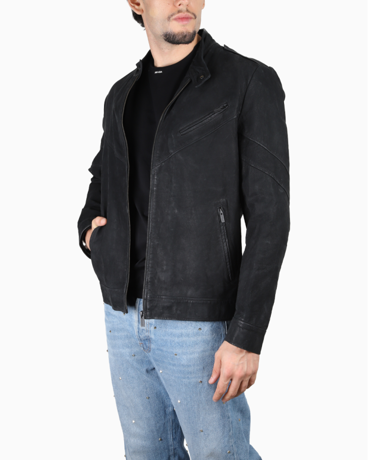 Jaqueta Hugo Boss Original Camurça Preta Masculina