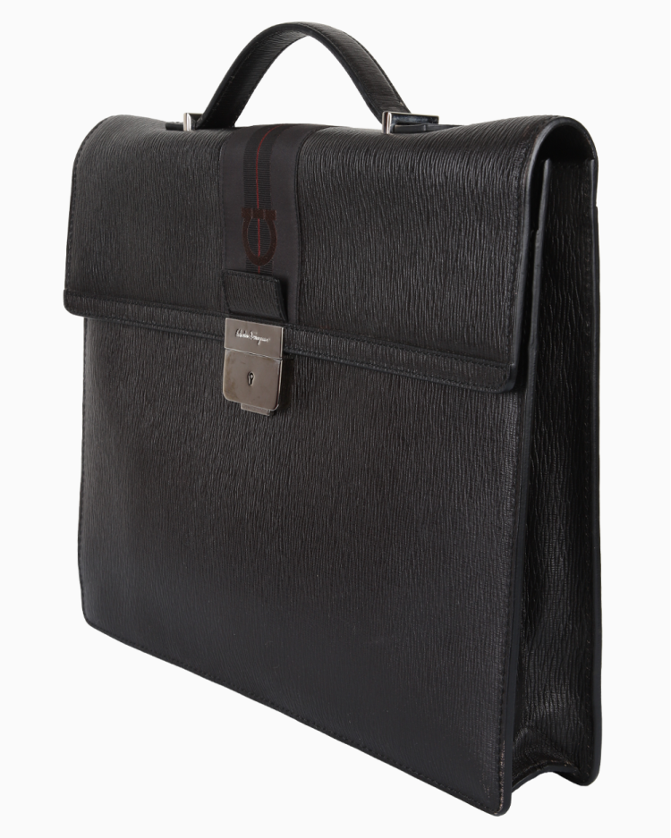 Pasta Salvatore Ferragamo Original Couro Preta Masculina