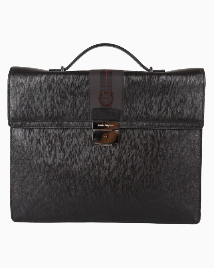 Pasta Salvatore Ferragamo Original Couro Preta Masculina