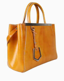 Bolsa Fendi Petit Sac 2jours Elite Tote Verniz Mostarda