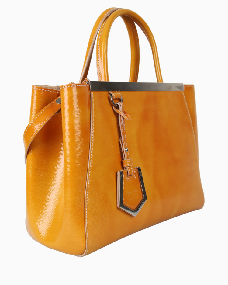 Bolsa Fendi Original Petit Sac 2jours Elite Tote Verniz Mostarda
