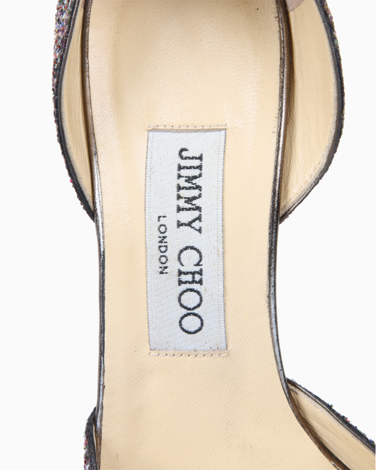 Sapato Jimmy Choo Original Peep Toe D'Orsay Glitter Colorido Feminino