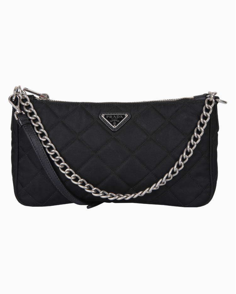 Bolsa Prada Original Nylon Tessuto Impuntu Crossbody Preta Feminina