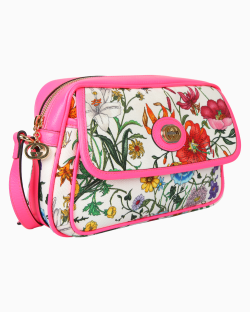 Bolsa Gucci Flora Pequena Estampada Rosa