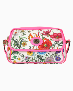 Bolsa Gucci Flora Pequena Estampada Rosa