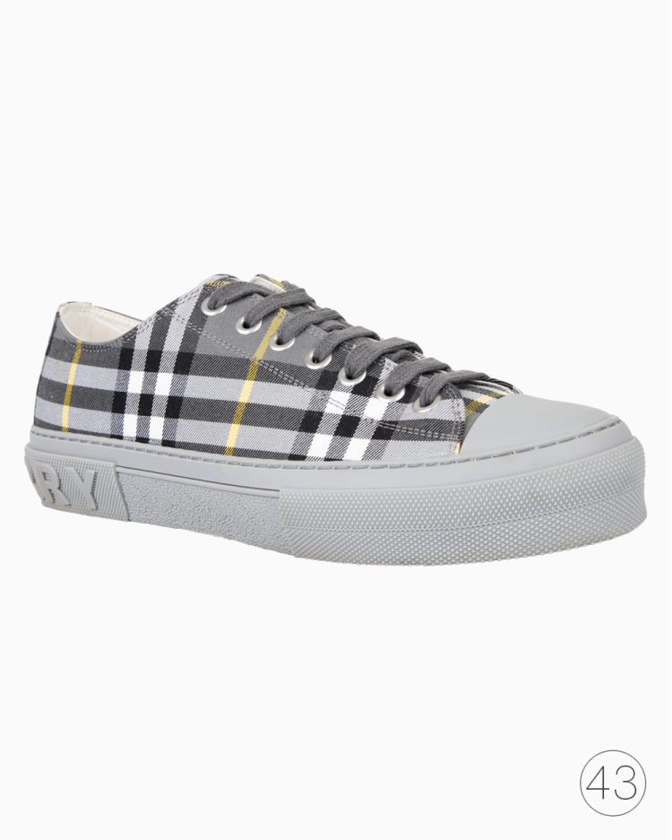 Tênis Burberry Original Cano Baixo Xadrez Cinza Masculino