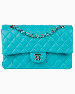 Bolsa Chanel Classic Double Flap Média Turquesa