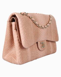 Bolsa Chanel Maxi Double Python Rosa