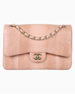 Bolsa Chanel Maxi Double Python Rosa