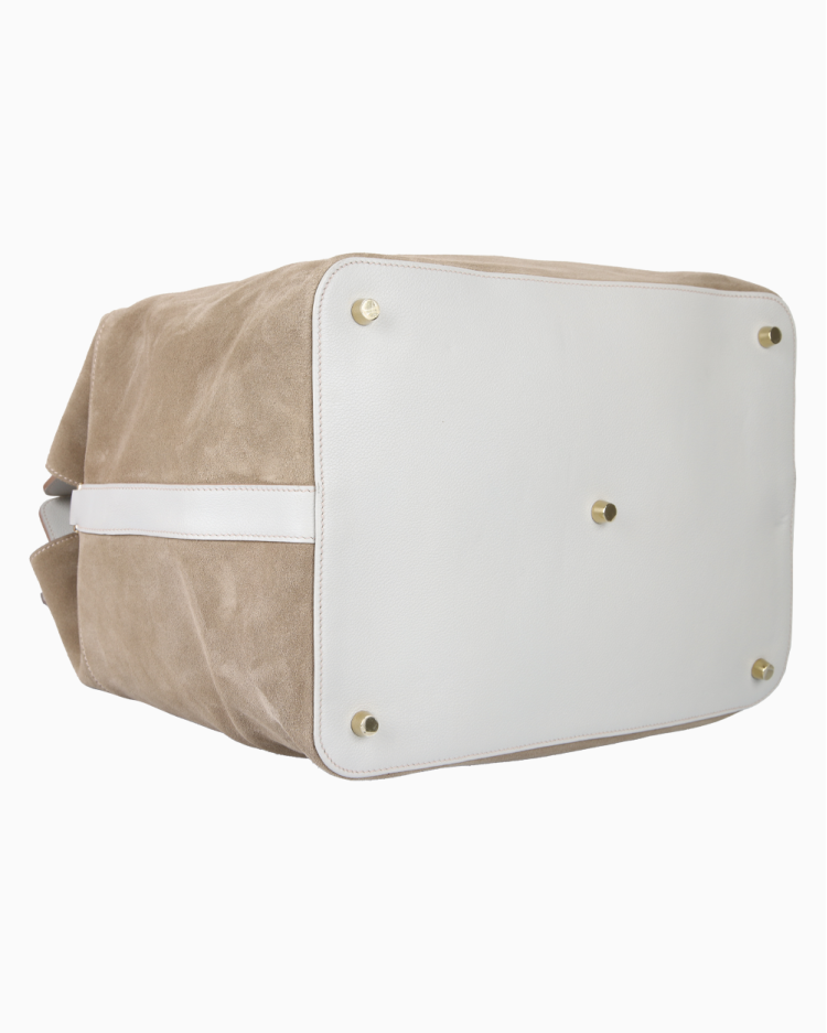 【HERMES】 Bolsa Hermès Original Toolbox 33 Camurça Swift Bege Feminina