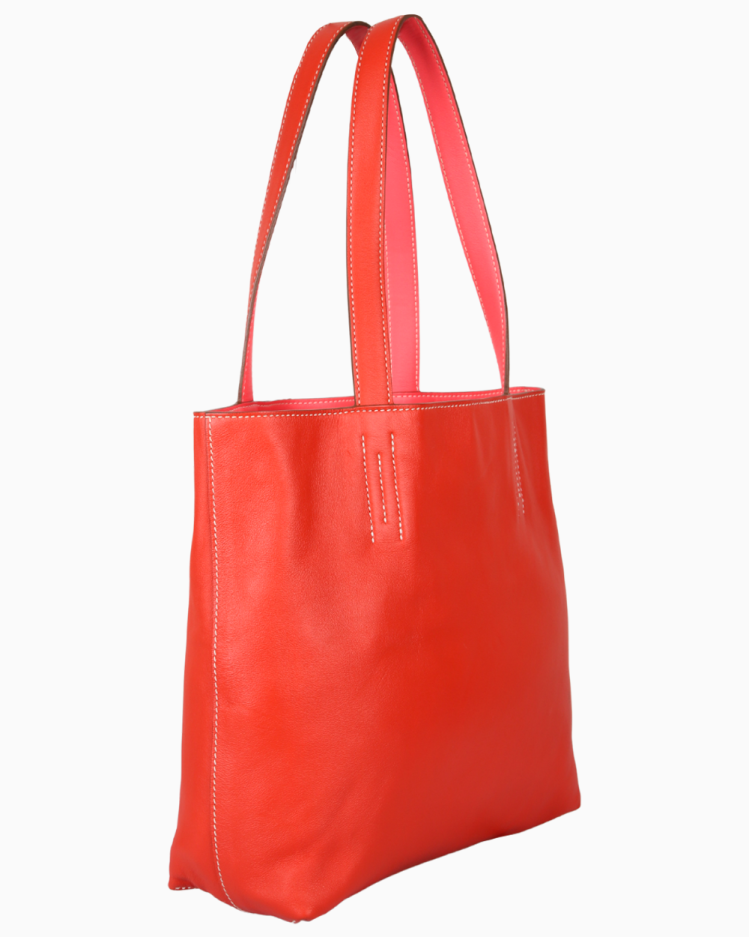 Bolsa Hermès Original Double Sens 28 Rosa e Vermelho Feminina