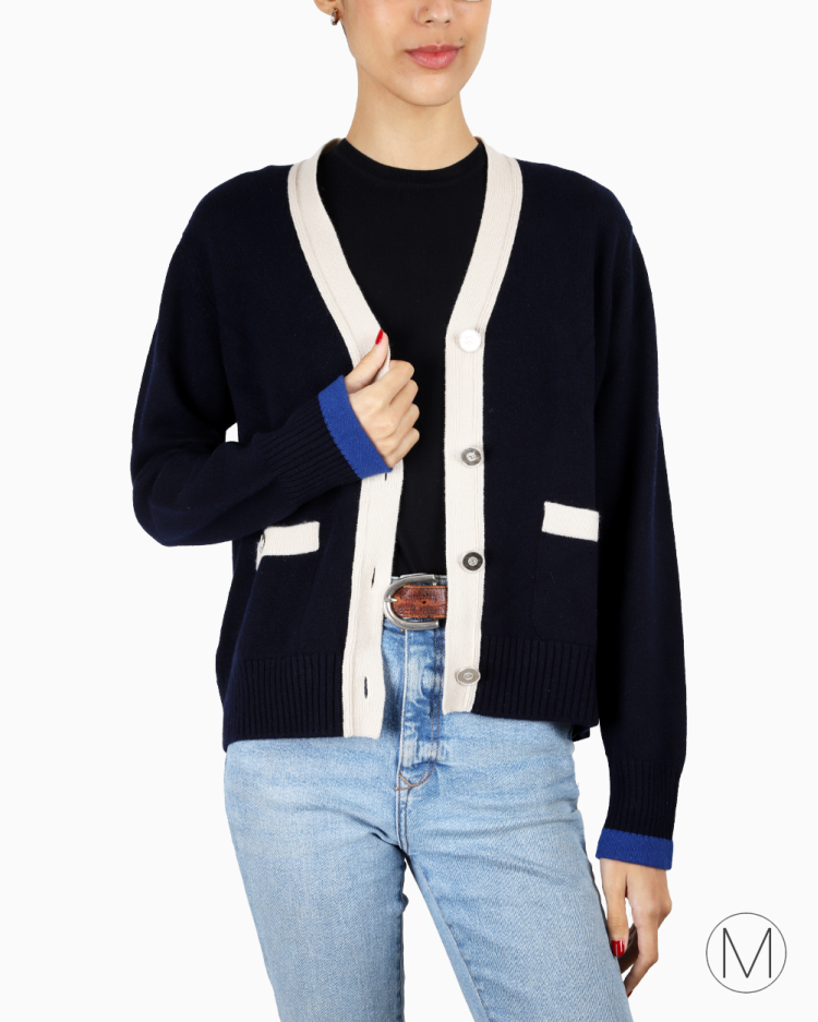 Cardigan Chanel Original Cashmere Bicolor Feminino