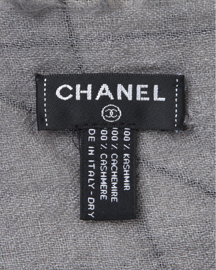 Xale Chanel Original Cashmere Estampado Cinza Feminino