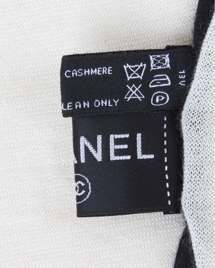 Xale Chanel Original Cashmere CC Bordado Off White Feminino