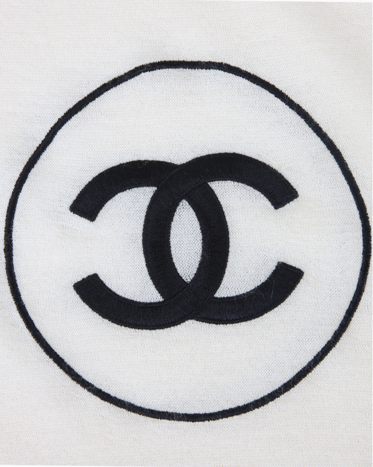 Xale Chanel Original Cashmere CC Bordado Off White Feminino