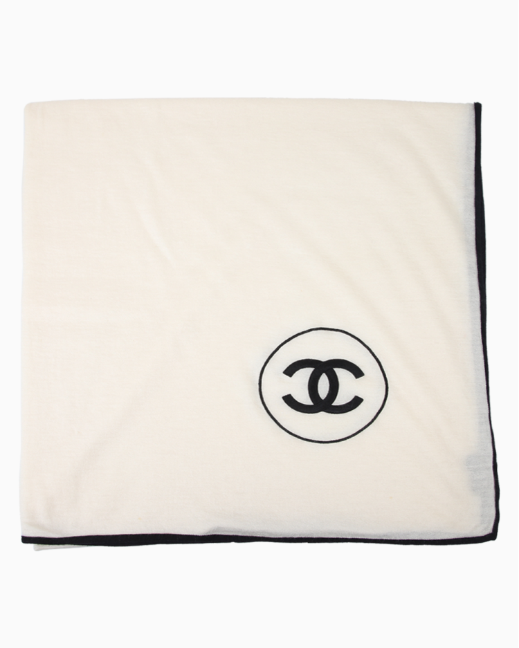 Xale Chanel Original Cashmere CC Bordado Off White Feminino