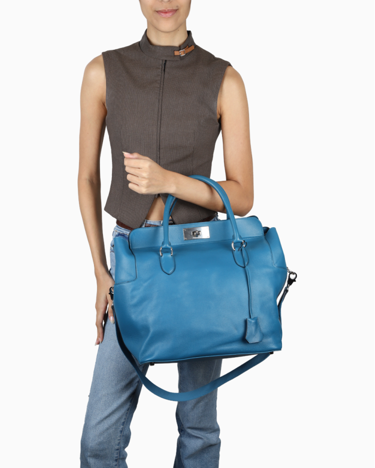 Bolsa Hermès OriginalToolbox 33 Swift Azul Marinho Feminina