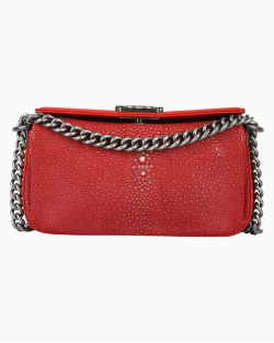 Bolsa Chanel Boy Galuchat Stingray Mini Vermelha
