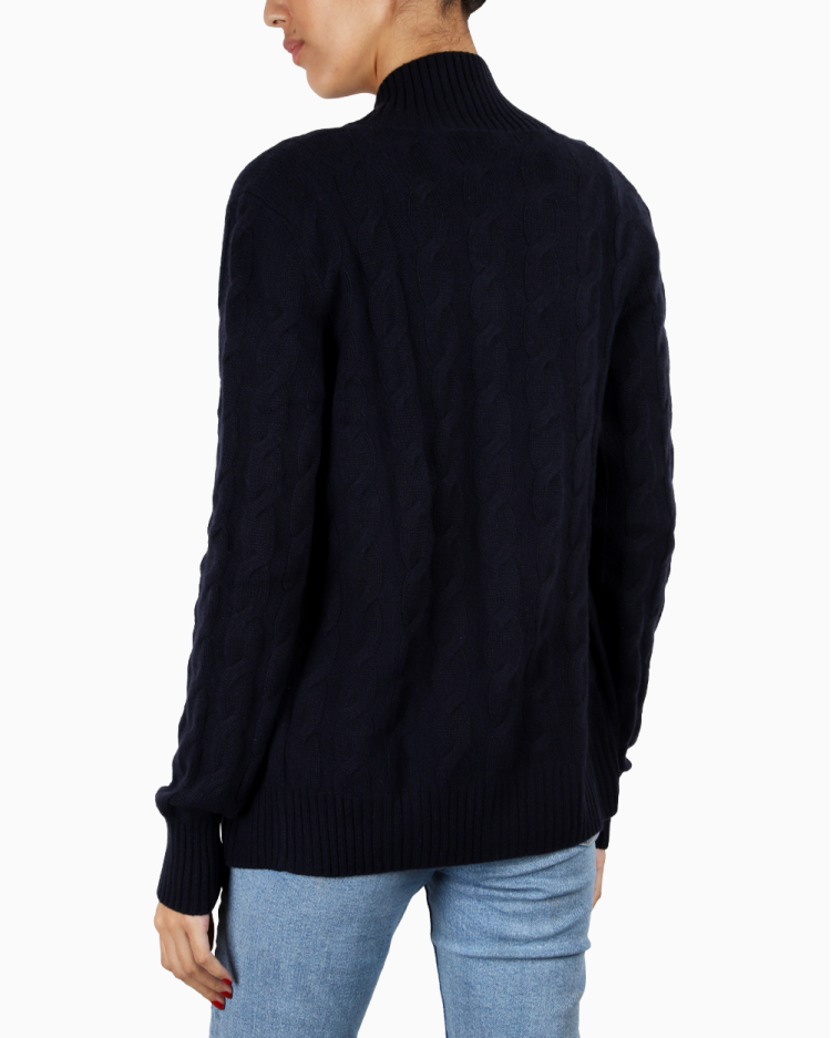 Cardigan Loro Piana Original Cashmere Azul Marinho Feminino