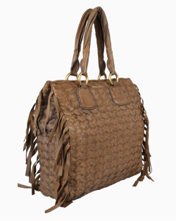 Bolsa Miu Miu Entrelaçada Franjas Marrom