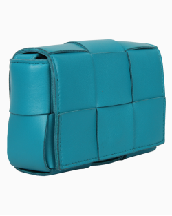 Bolsa Bottega Veneta Mini Cassette Couro Turquesa