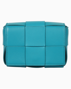 Bolsa Bottega Veneta Mini Cassette Couro Turquesa