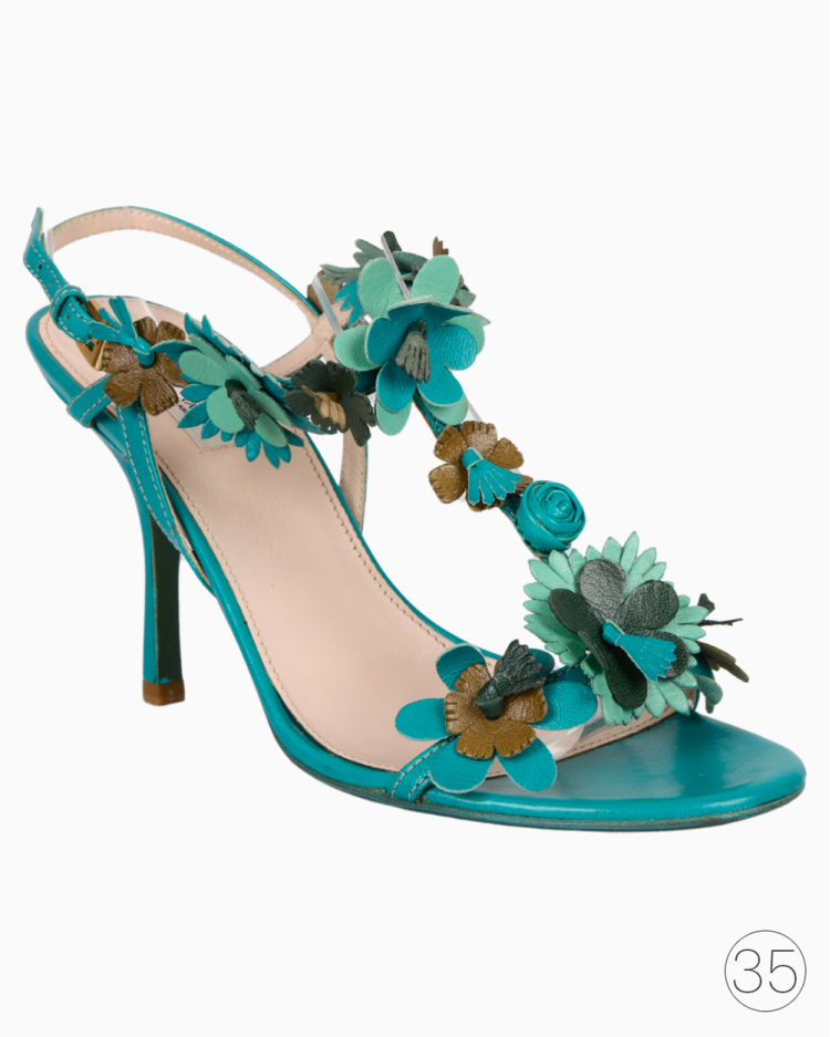 Sandália Prada Original Flores Verde