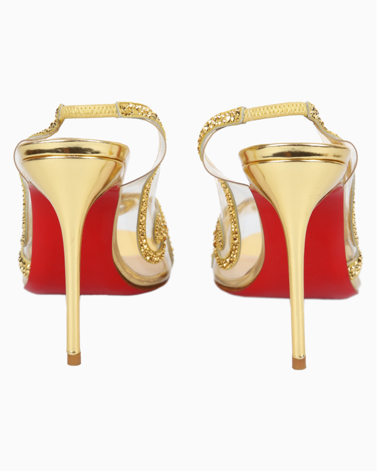 Sapato Christian Louboutin Original Au Hameau Strass Dourado Feminino