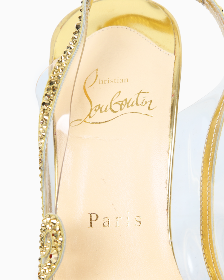 Sapato Christian Louboutin Original Au Hameau Strass Dourado Feminino