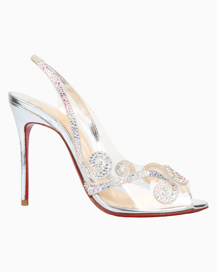 Sapato Christian Louboutin Original Au Hameau Strass Prata Feminino