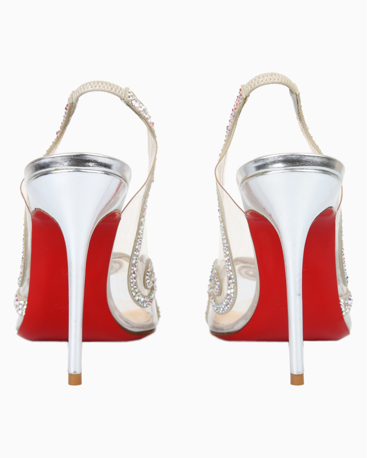Sapato Christian Louboutin Original Au Hameau Strass Prata Feminino