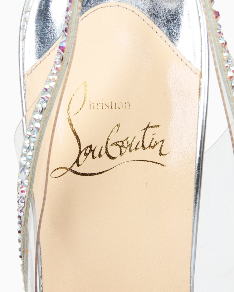 Sapato Christian Louboutin Original Au Hameau Strass Prata Feminino