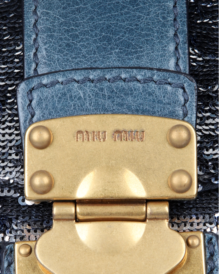 Bolsa Miu Miu Original Sequin Azul Marinho Feminina