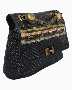 Bolsa Lanvin Pedrarias Cetim Preta