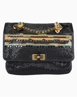 Bolsa Lanvin Pedrarias Cetim Preta