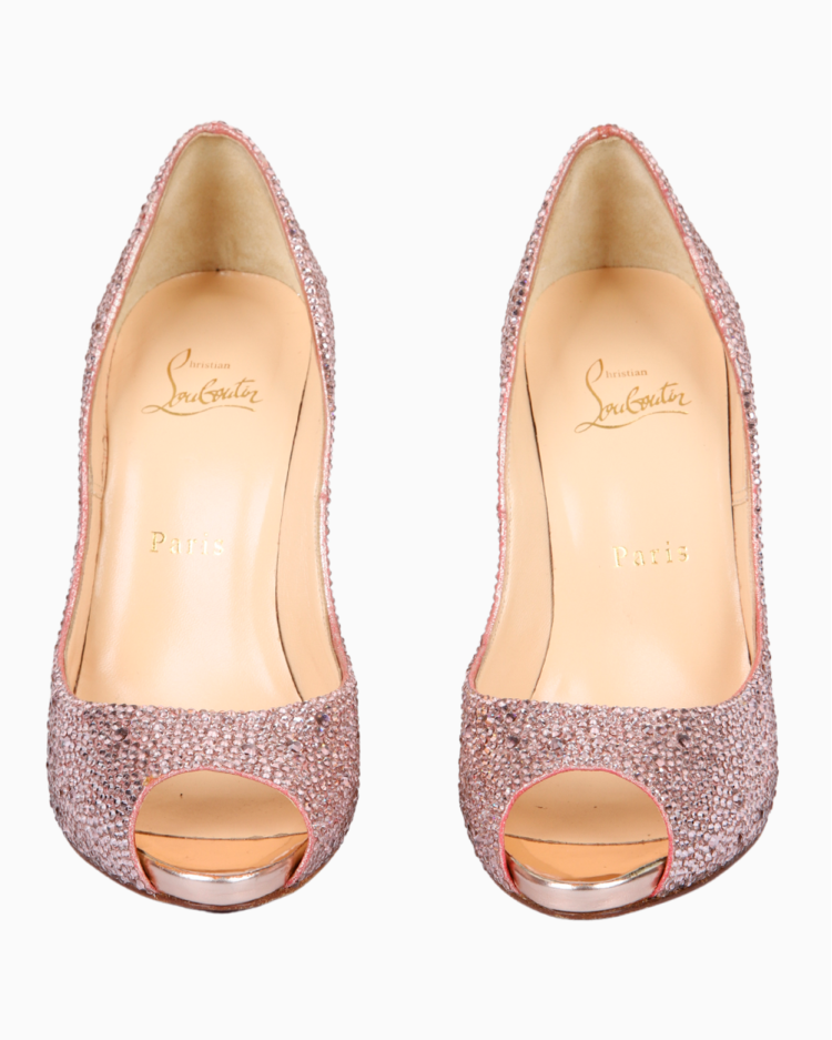 Sapato Louboutin Original Very Riche Cristais Rosa Feminino