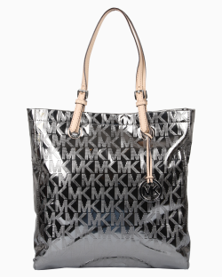 Bolsa Michael Kors Metallic Rubber Monograma Prata