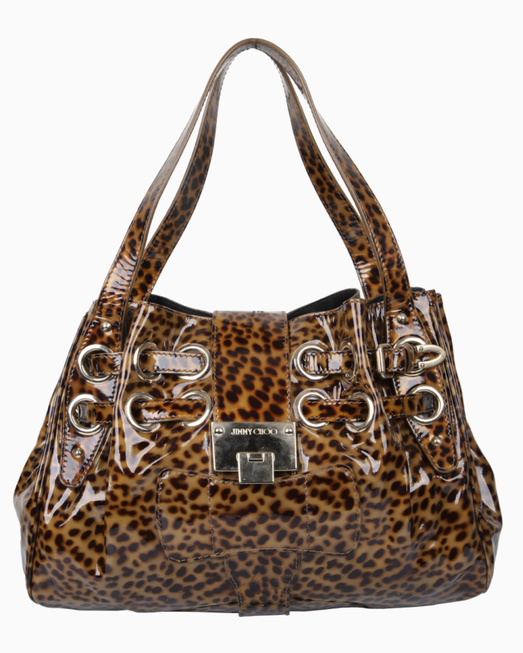 Bolsa Jimmy Choo Original Ramona Verniz Animal Print Feminina