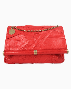 Bolsa Stella McCartney Flap Metalizada Vermelha
