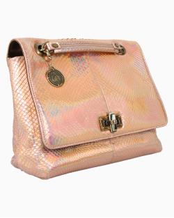 Bolsa Lanvin Happy Flap Python Furta-Cor Rosa