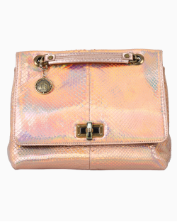 Bolsa Lanvin Happy Flap Python Furta-Cor Rosa