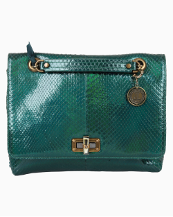 Bolsa Lanvin Happy Flap Python Furta-Cor Verde