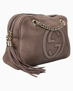 Bolsa Gucci Soho Disco Chain Camurça Marrom