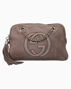 Bolsa Gucci Soho Disco Chain Camurça Marrom