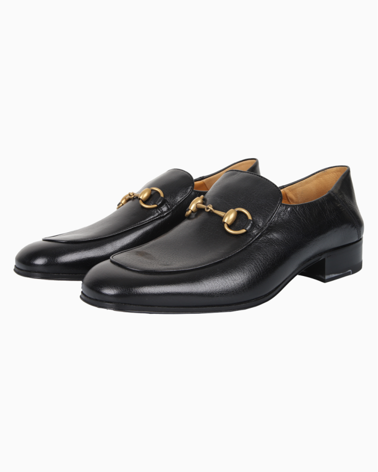 Sapato Gucci Original Mocassim Jordaan Couro Preto Masculino