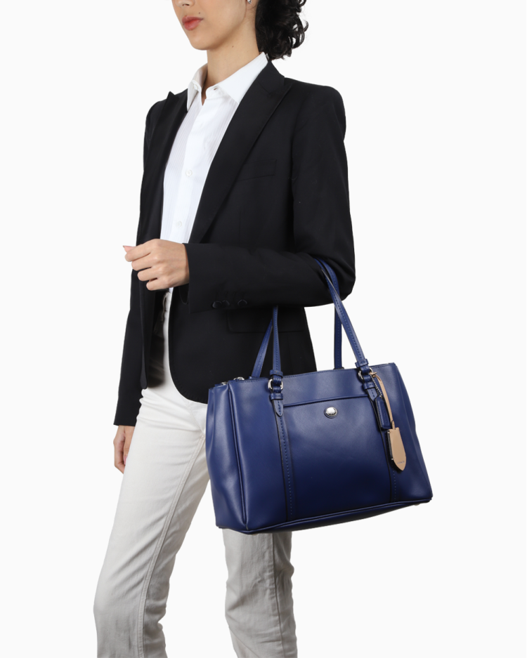 Bolsa Coach Original Tote Couro Azul Feminina