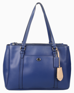 Bolsa Coach Tote Couro Azul