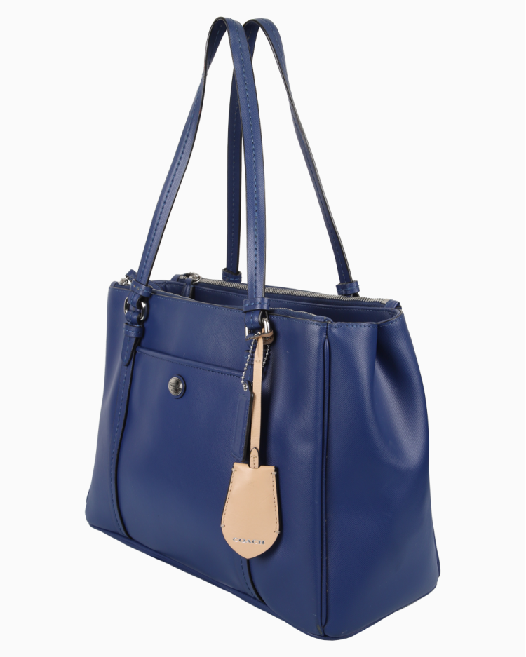 Bolsa Coach Original Tote Couro Azul Feminina